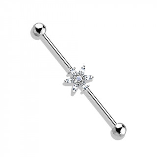 Piercing industriel  fleur zirconium toile