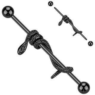 Piercing Industriel noir  serpent enroul