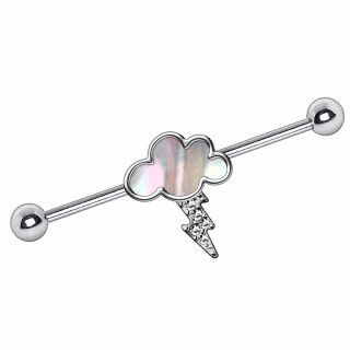 Piercing industriel  nuage et clair strass