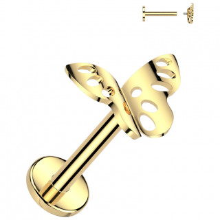 Piercing labret papillon dentelle Titane dor (lvre et oreille)