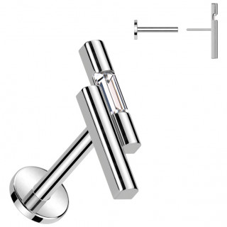 Piercing labret push-in  barettes dcales et rectangle de zirconium (lvre, tragus, hlix...)