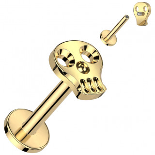 Piercing labret Titane dore Crane / skull (lvre, tragus, hlix...)