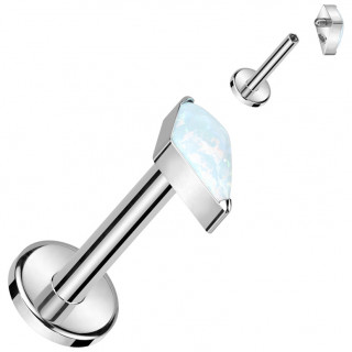 Piercing labret Titane  losange Opale (lvre, tragus, hlix, lobe...)