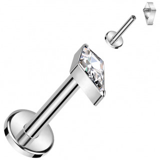 Piercing labret Titane  losange Zirconium (lvre, tragus, hlix, lobe...)