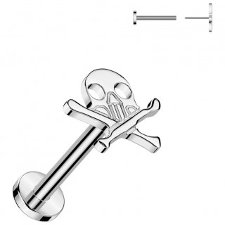 Piercing labret Titane push-in Skull Pirate (lvre, tragus, hlix...)