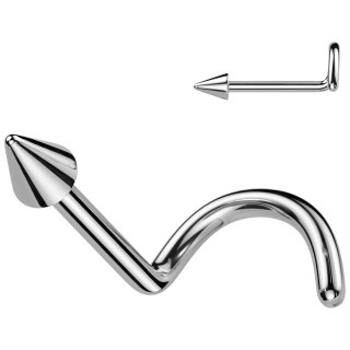 Piercing nez pointe spike stud tige U (tire-bouchon) en Titane