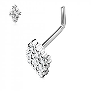 Piercing nez tige "L"  losange de strass