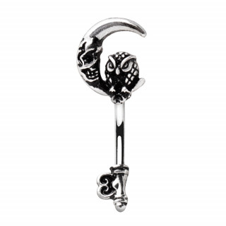 Piercing nombril cl gothique  chouette et lune