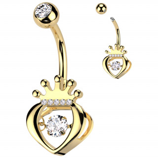 Piercing nombril dor Coeur couronn chic