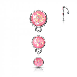 Piercing nombril invers  trio de bulles d'opale - Rose