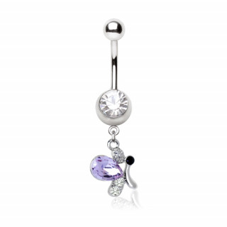 Piercing nombril papillon fantaisie  aile violette