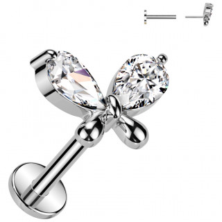 Piercing oreille Papillon lgant zirconiums (Push-in)