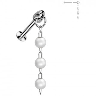 Piercing oreille push-in  trio de perles suspendues (hlix, flat, lobe...)