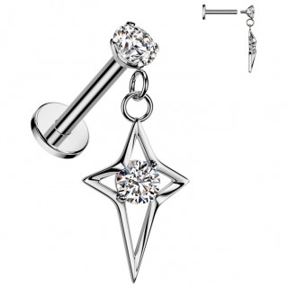 Piercing oreille  strass et pendentif toile haute