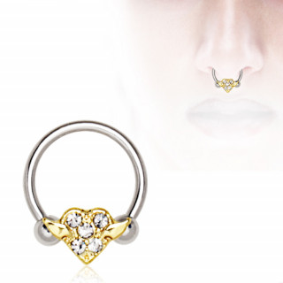 Piercing septum coeur dor captif (CBR)