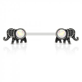 Piercing tton  duo d'lphants  opales blanches