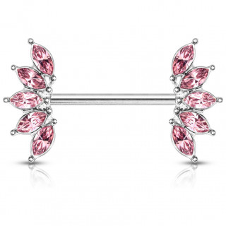 Piercing tton double ventail de cristaux - Rose