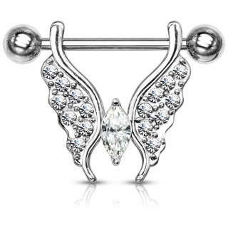 Piercing tton  papillon pav de cristaux - Clair