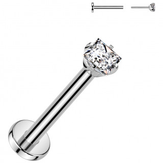 Piercing  Zirconium carr en Titane push-in (nostril, lvre et oreille)