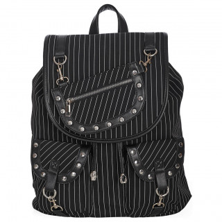 Sac  dos rock noir  fines rayures blanches et rivets - Banned