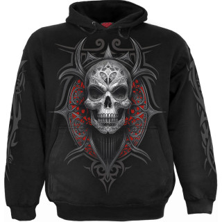 Sweat capuche homme  grande prtresse de la mort avec crane et serpent